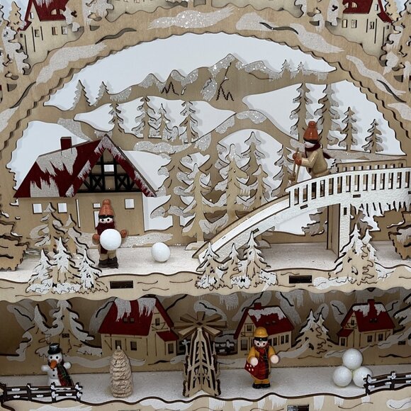 Wooden Cutout Candle Arch Christmas Lighted Holiday Display Snowman Snowball - Picture 3 of 15